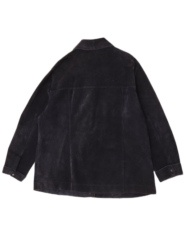 Zamszowa kurtka damska ELENA MIRO UK 18 XL, granatowa, skórzana