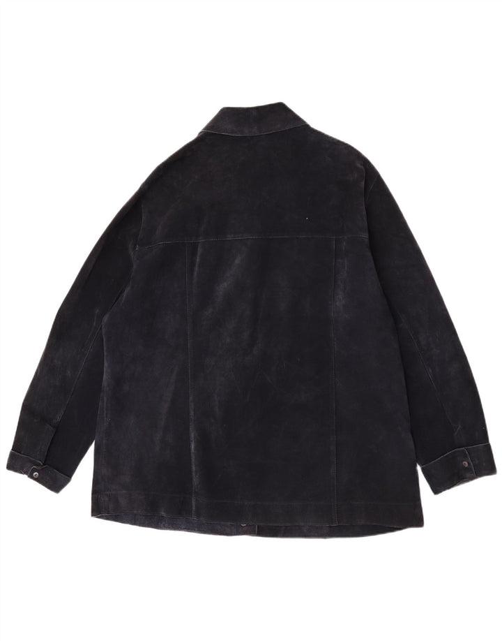 Zamszowa kurtka damska ELENA MIRO UK 18 XL, granatowa, skórzana