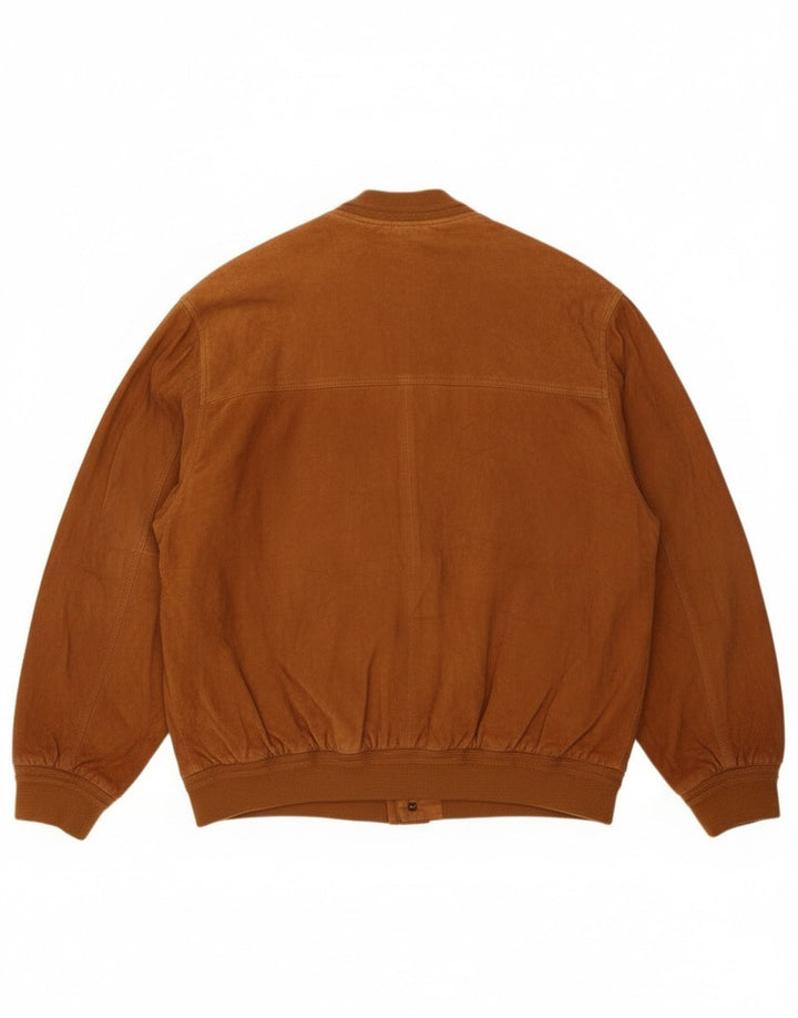 Męska zamszowa kurtka bomber Jolly IT 58 4XL brązowa skóra