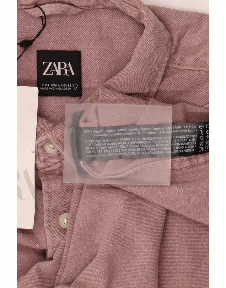Koszula męska Zara, duża, różowa, bawełniana