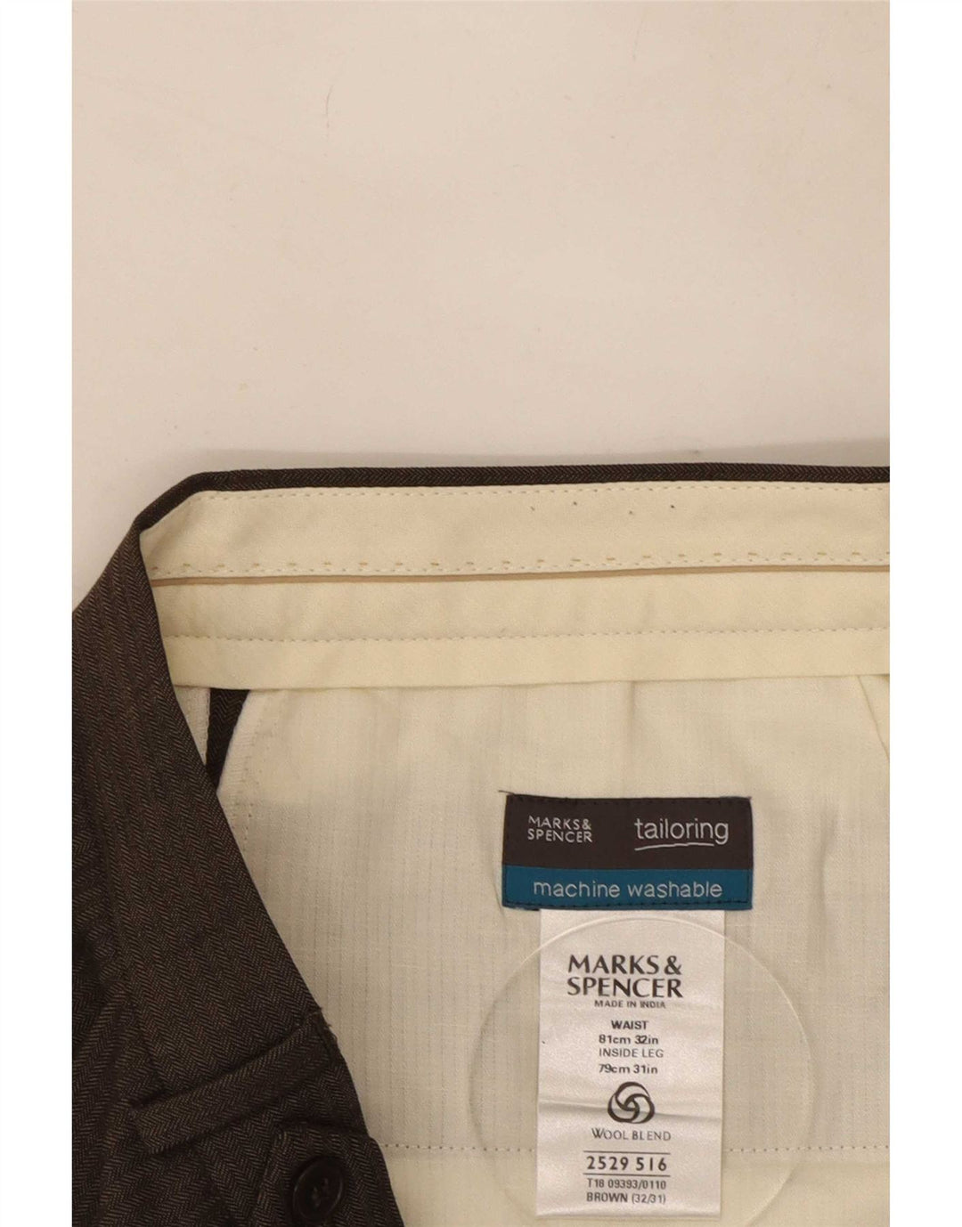 Marks & Spencer Męskie spodnie garniturowe W32 L31 Brązowy poliester