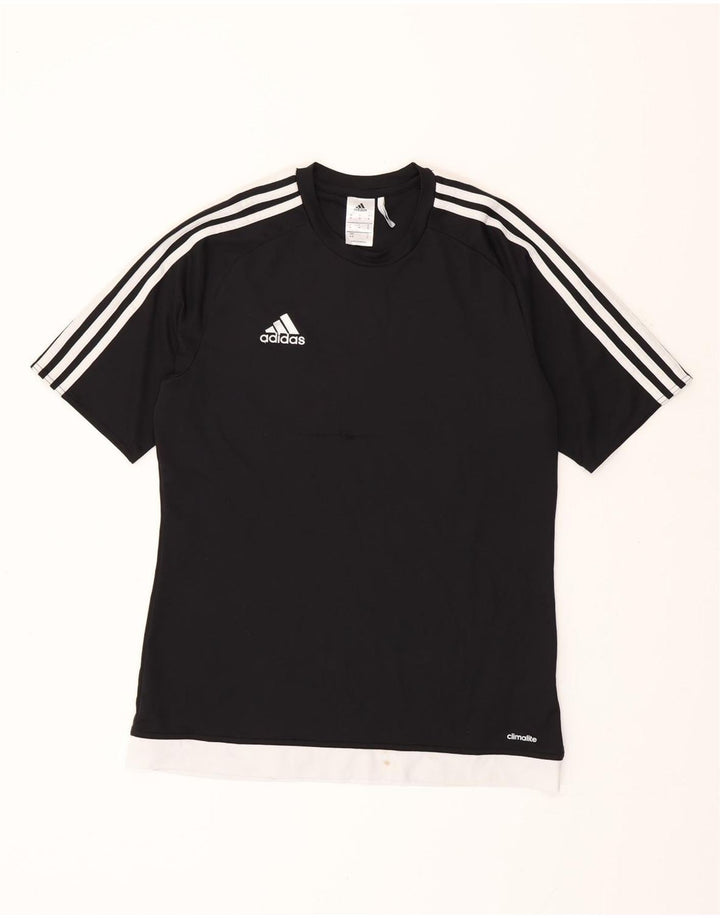 Męski T-shirt ADIDAS Climalite Top, średni czarny poliester w blokach kolorystycznych