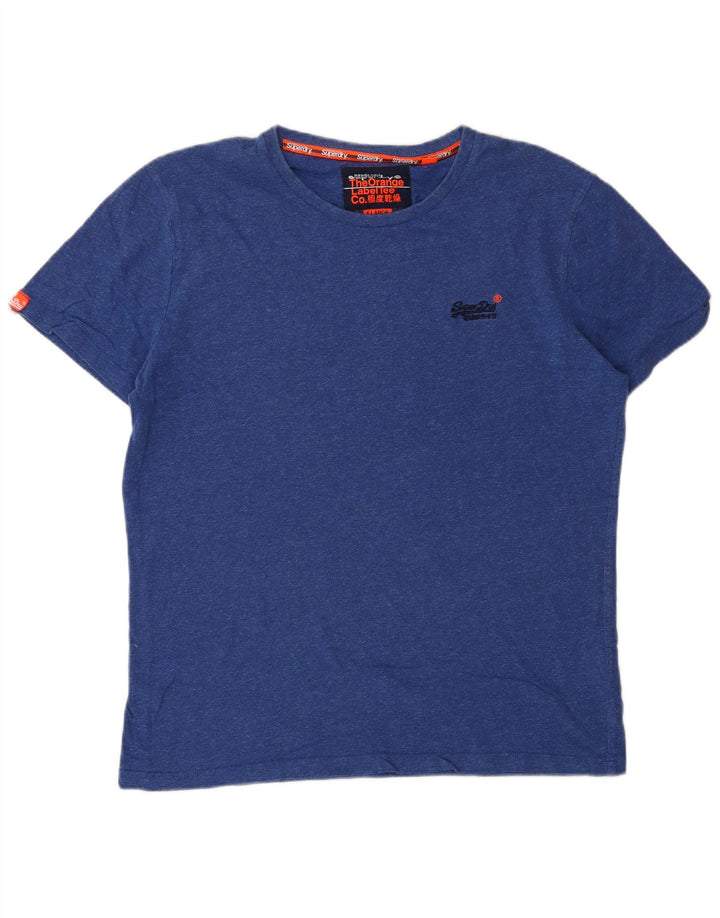 SUPERDRY Męski T-shirt Top XL z niebieskiej bawełny w plamki
