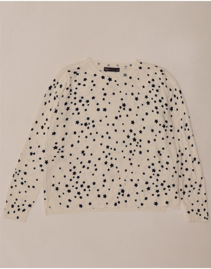 Marks & Spencer Damski sweter z dekoltem w łódkę, UK 14, duży, biały
