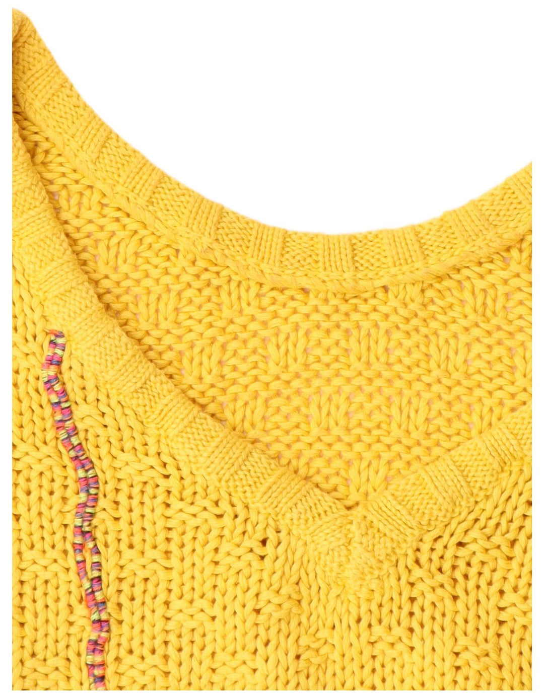 Damski podkoszulek VINTAGE z abstrakcyjnym wzorem w kratkę UK 12, średni żółty