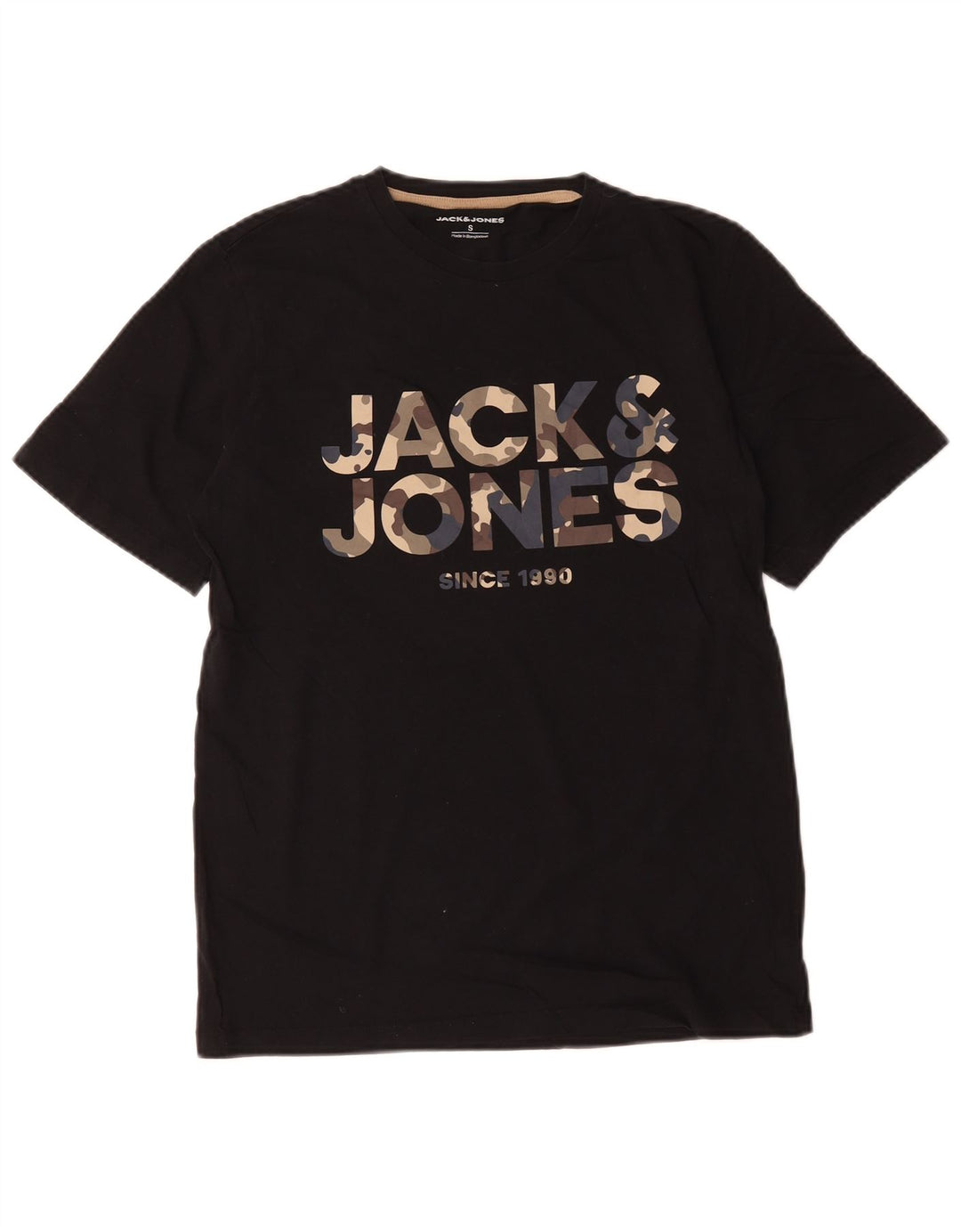 Męski T-shirt z grafiką Jack & Jones, mały, czarny, bawełniany