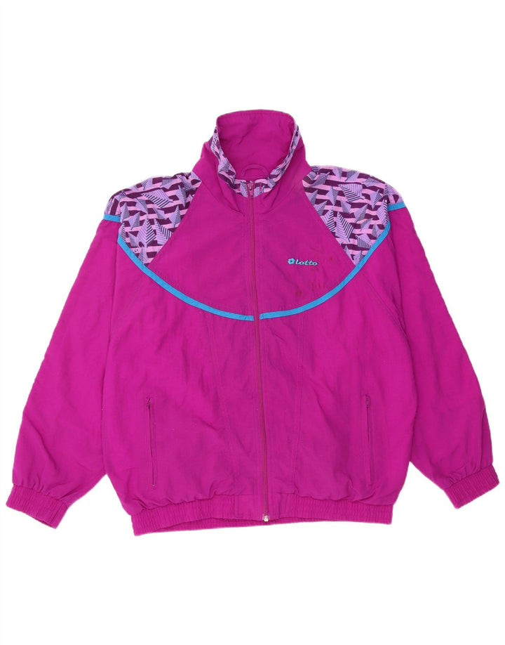 LOTTO Womens Tracksuit Top Jacket UK 14 Medium Purple Geometric Polyamide