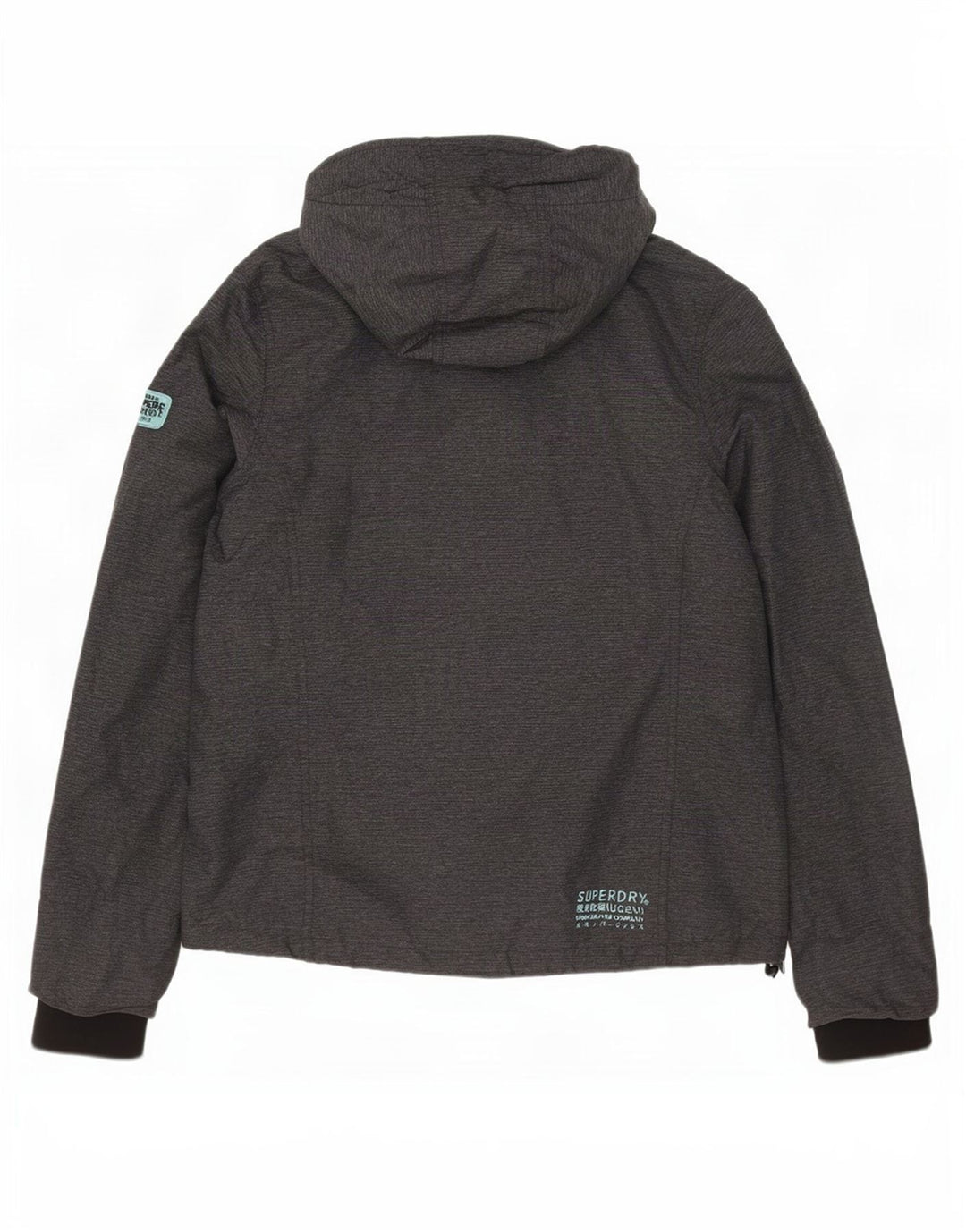 Damska kurtka przeciwdeszczowa z kapturem Superdry UK 16, duża, szary nylon