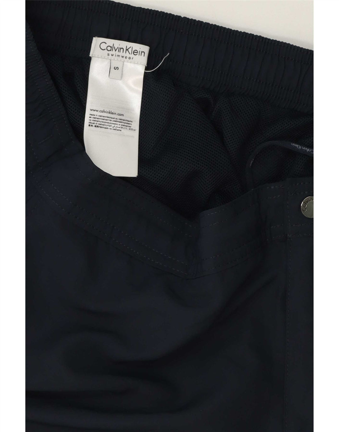 Męskie spodenki kąpielowe Calvin Klein, małe, granatowe, poliestrowe