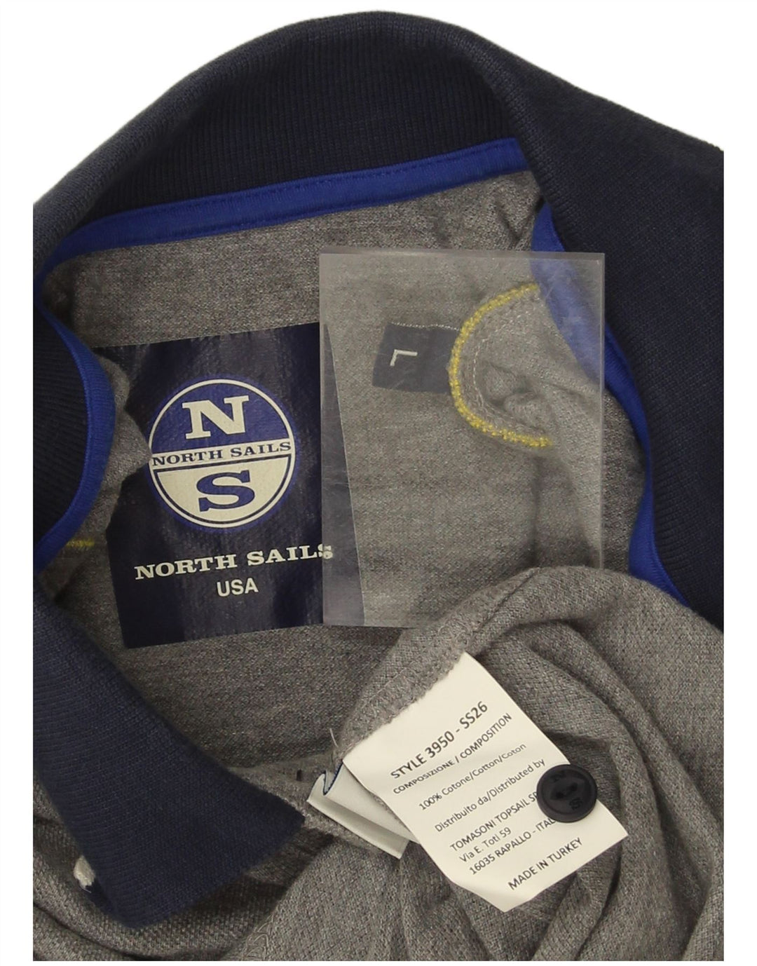 Męska koszulka polo North Sails z grafiką, duża, szara, bawełniana