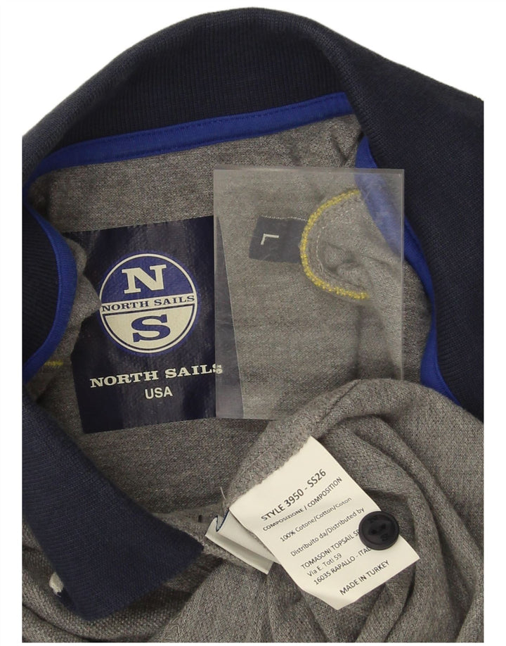 Męska koszulka polo North Sails z grafiką, duża, szara, bawełniana