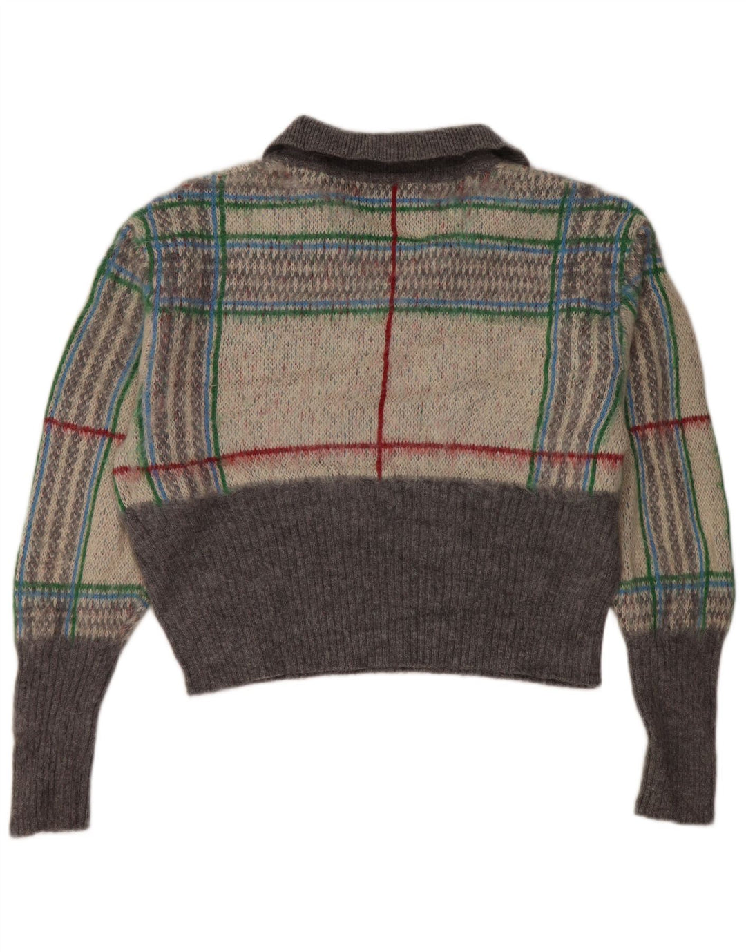 Damski sweter oversize z krótkim rękawem Zara, UK 14, średni szary w kratkę
