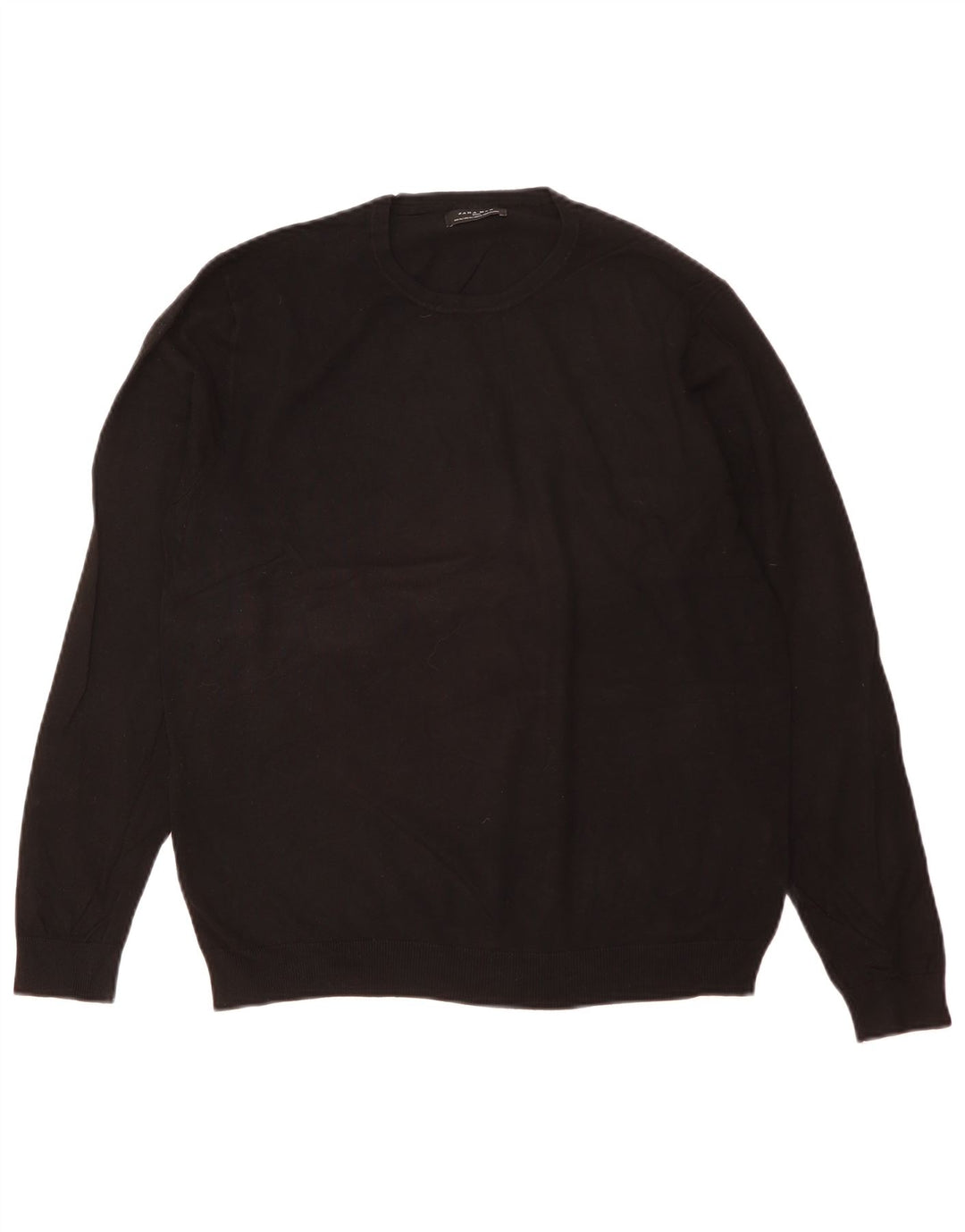Męski sweter z okrągłym dekoltem Zara XL, czarny