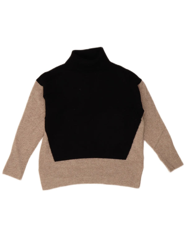 Sweter damski Reiss z wywijanym dekoltem UK 6 XS, czarna, wełniana z blokami kolorów