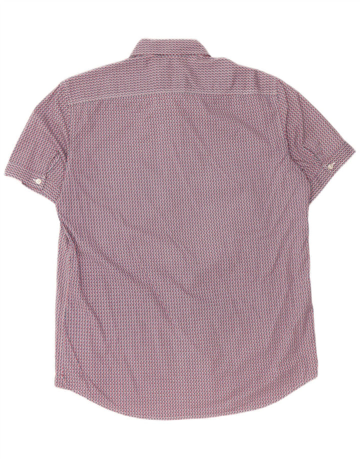 Męska koszula Carrera z krótkim rękawem i regularnym krojem, duża, czerwona, geometryczna bawełna