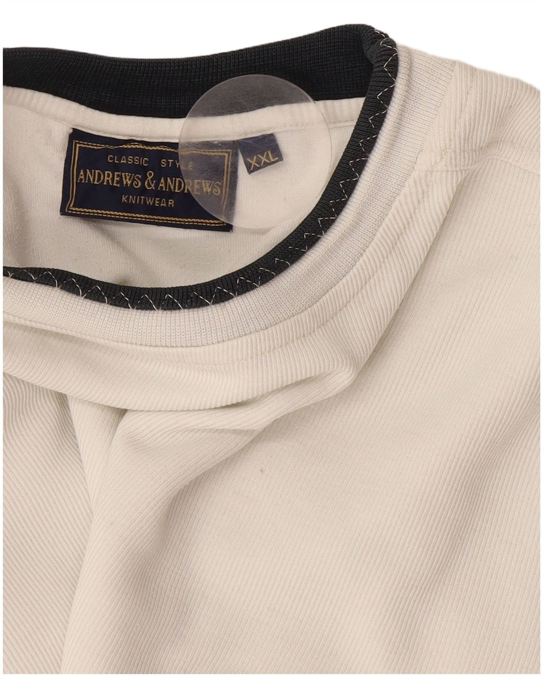 Sweter męski w stylu vintage, 2XL, biała bawełna