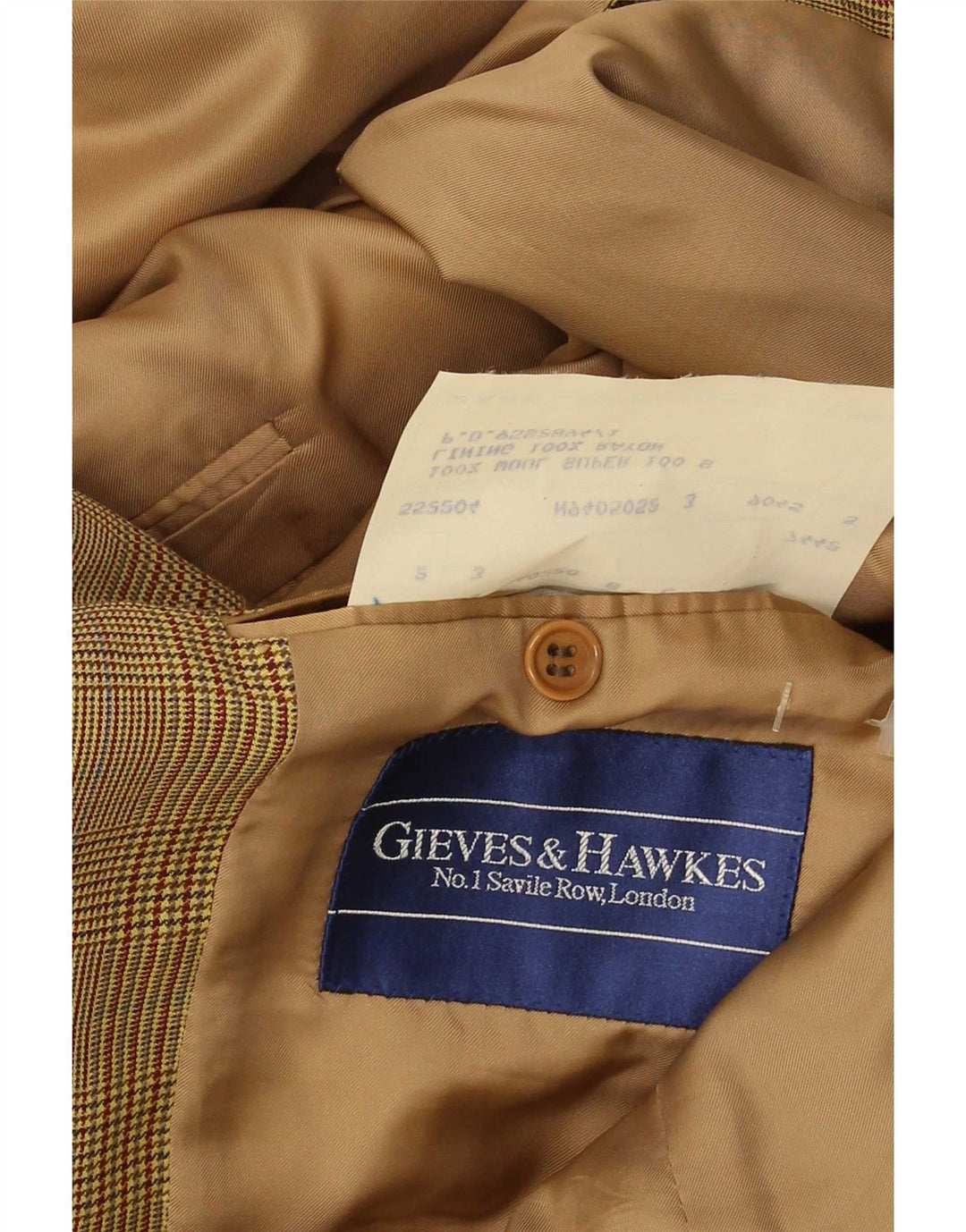 Męska marynarka zapinana na 2 guziki Gieves & Hawkes UK 42 XL, brązowa wełna w pepitkę