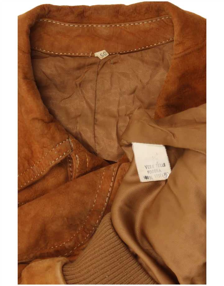 Vintage damska kurtka bomberka zamszowa IT 50 duża brązowa skóra