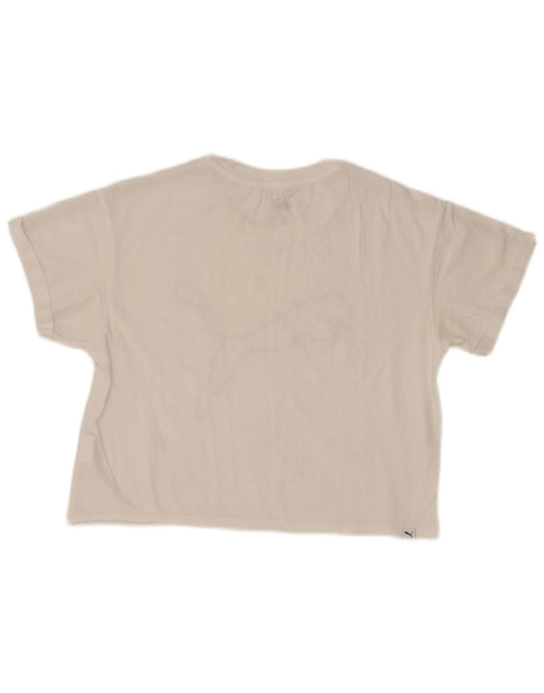 Damska koszulka Puma Crop Graphic Top UK 10 Small White Cotton