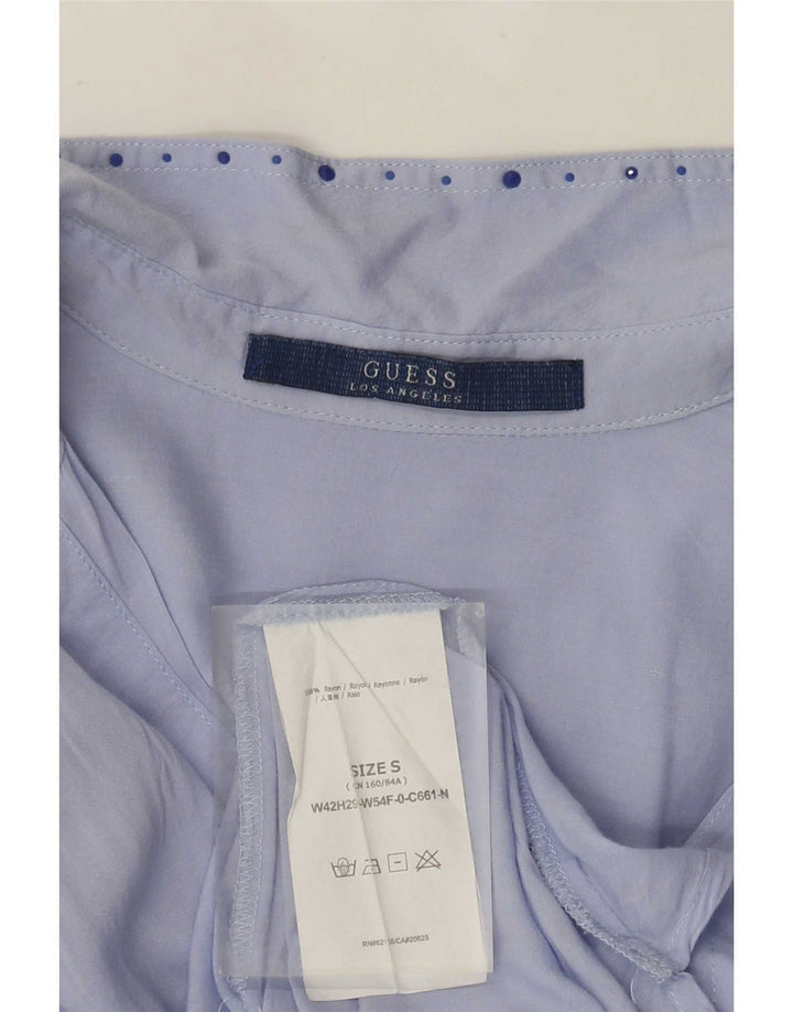 Damska tunika oversize z rękawem 3/4 Guess, UK 10, mały, niebieski, cętkowany sztuczny jedwab