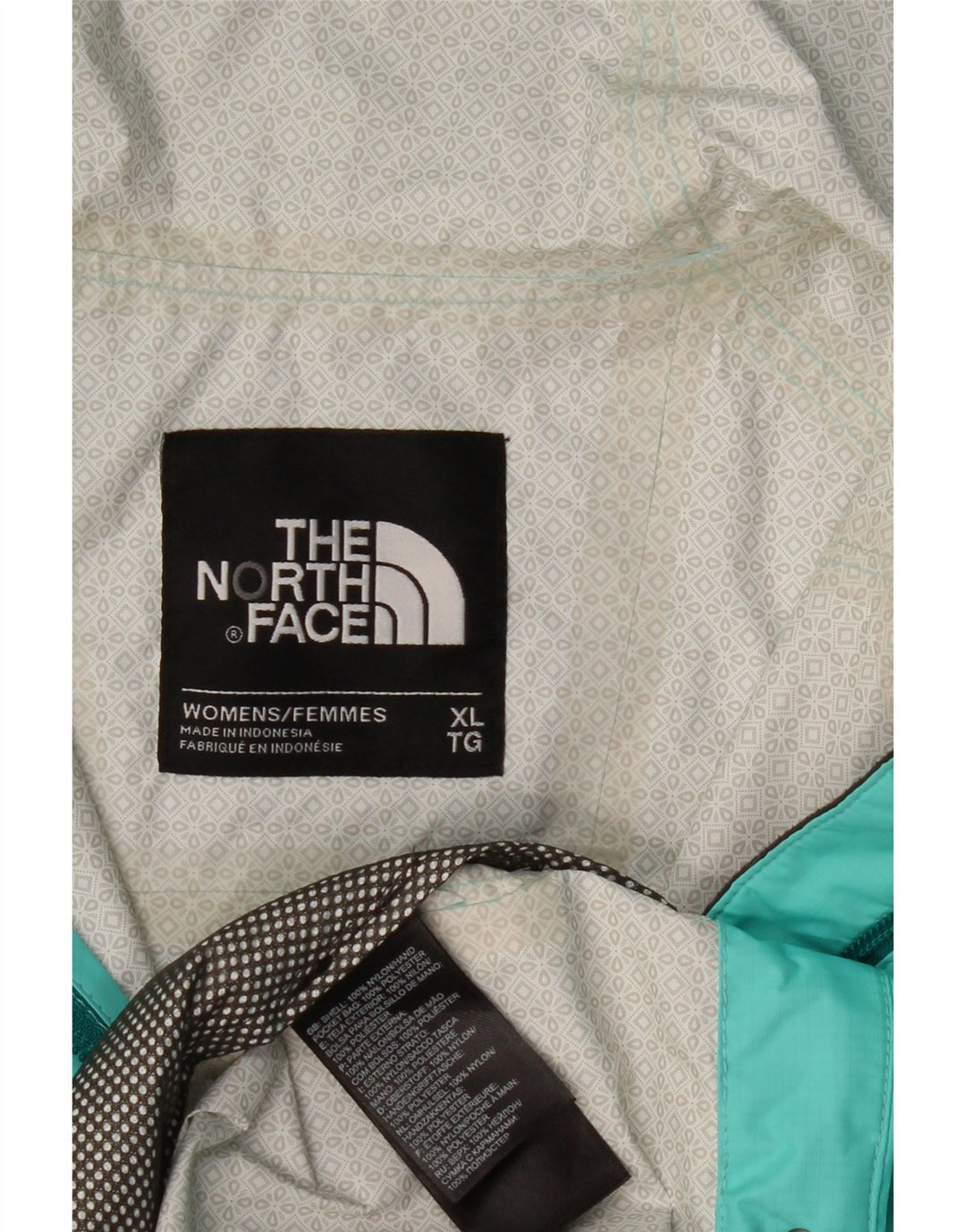 Damska kurtka przeciwdeszczowa z kapturem THE NORTH FACE Hyvent UK 18 XL, turkusowy nylon