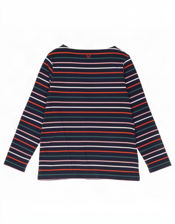 Crew Clothing Top damski z długim rękawem, UK 12, średni granatowy, bawełniany w paski