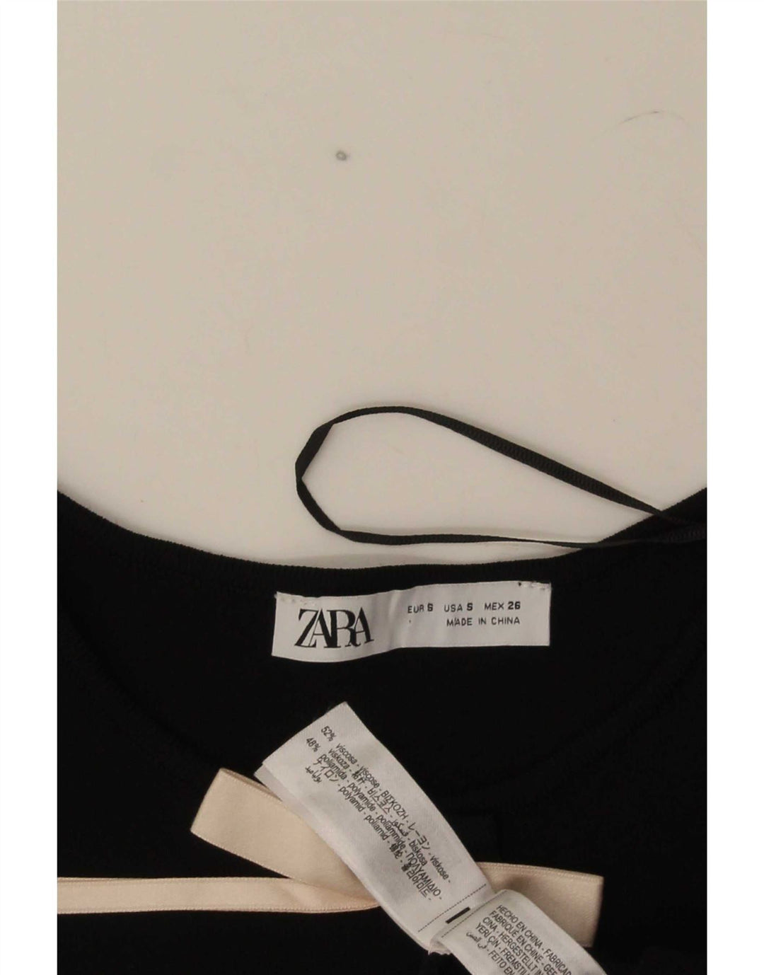 Damska sukienka typu shift z rękawem 3/4 Zara UK 8 Small, czarna wiskoza