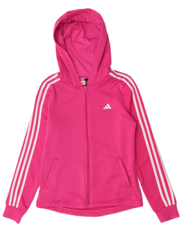 Adidas Dziewczęcy Sweter Z Kapturem Na Zamek Błyskawiczny 14-15 Lat Różowy Poliester