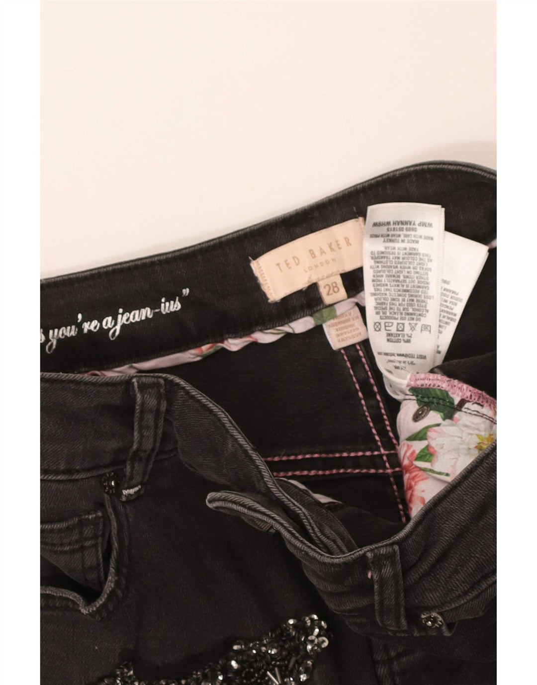 Damskie jeansy Ted Baker w trudnej sytuacji W28 L28, czarne, bawełniane