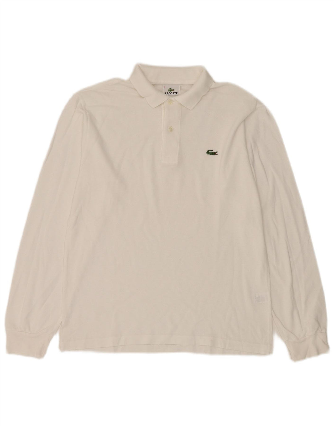 Męska koszulka polo z długim rękawem LACOSTE, rozmiar 3, mała, biała, bawełniana