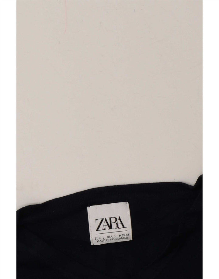 Męski sweter Zara z dekoltem w kształcie litery V, duży, granatowy