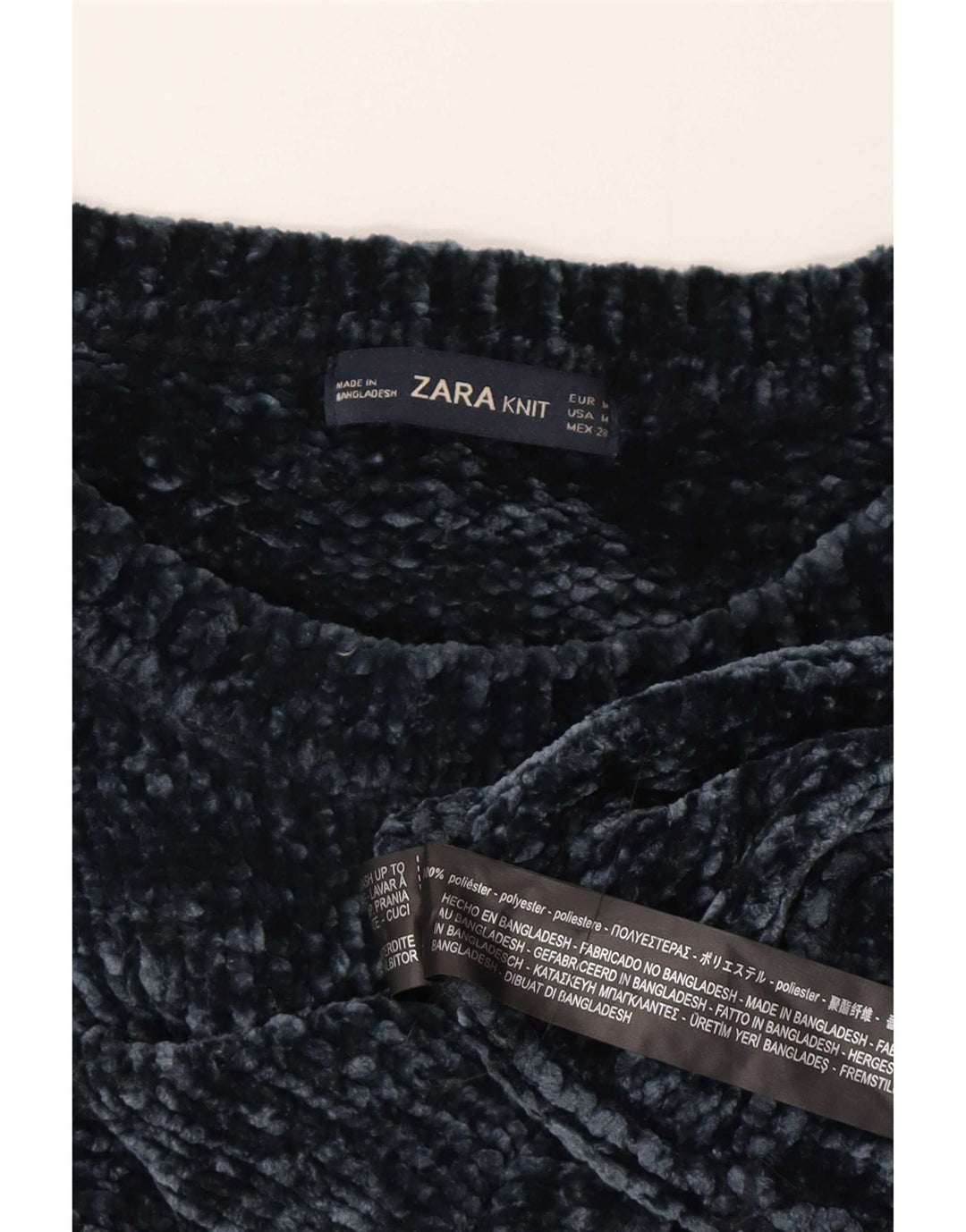 Damski sweter oversize z okrągłym dekoltem Zara UK 14, średni granatowy