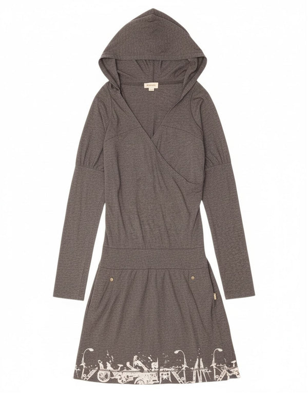 Damska sukienka z kapturem i grafiką Diesel z długim rękawem UK 14, średnia szarość nakrapiana