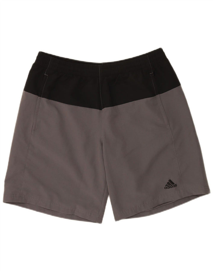 Męskie spodenki sportowe Adidas, duże, szare, z blokami kolorów, poliestrowe