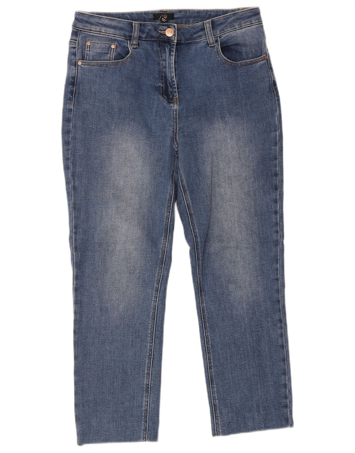 Damskie jeansy przycięte M&Co UK 12 Medium W30 L25 Niebieskie bawełniane