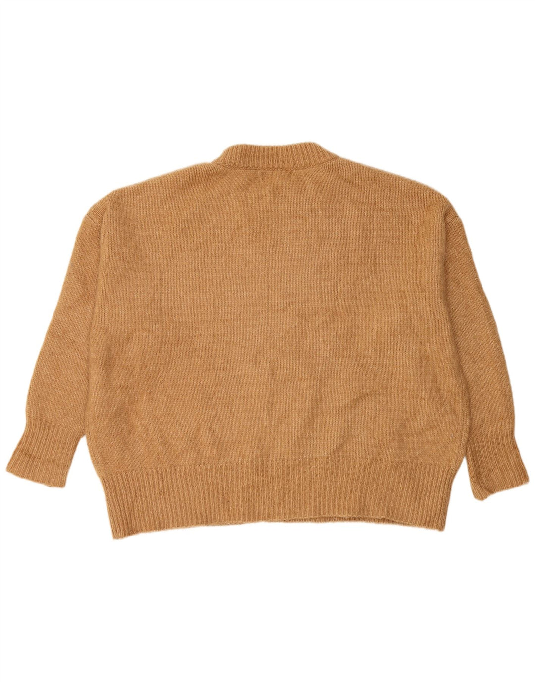 Damski sweter oversize Zara z okrągłym dekoltem UK 14 Średni brązowy akryl