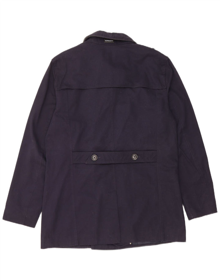 SUPERDRY Męski płaszcz groszkowy UK 42 XL, granatowy, bawełniany