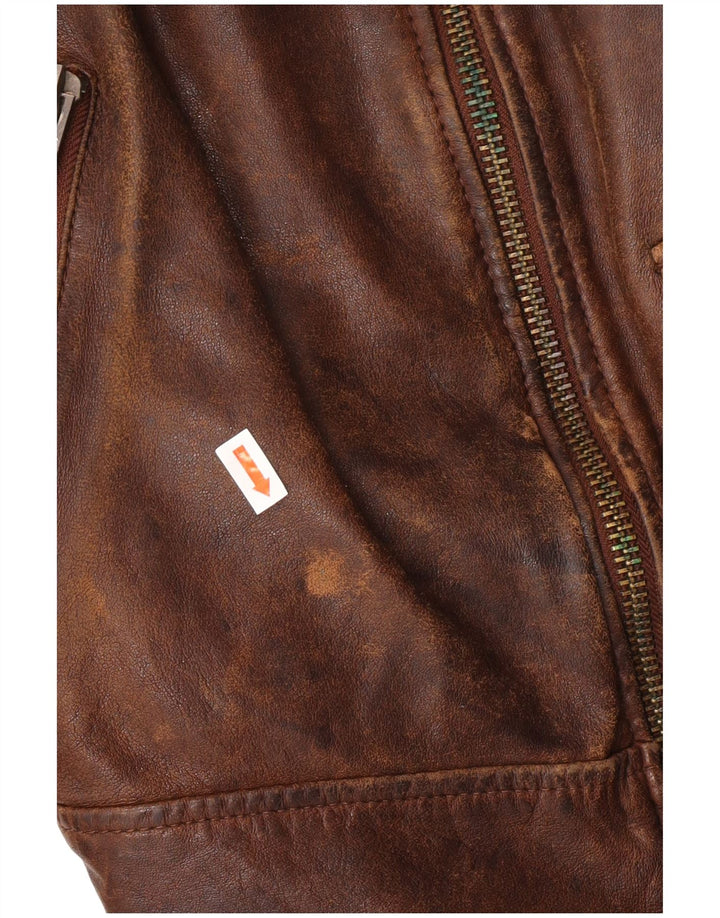 Be Edgy Męska skórzana kurtka UK 38 Średnio brązowa skóra