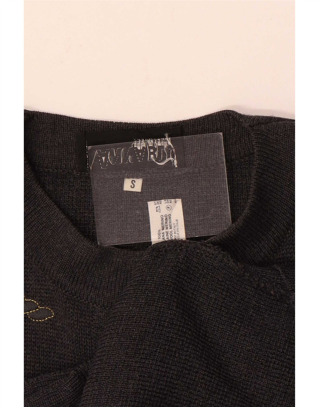 Vintage damski sweter oversize UK 10 Small, szara wełna