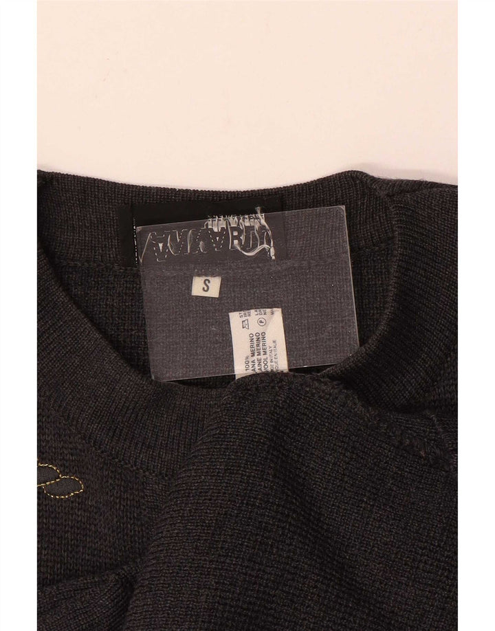 Vintage damski sweter oversize UK 10 Small, szara wełna