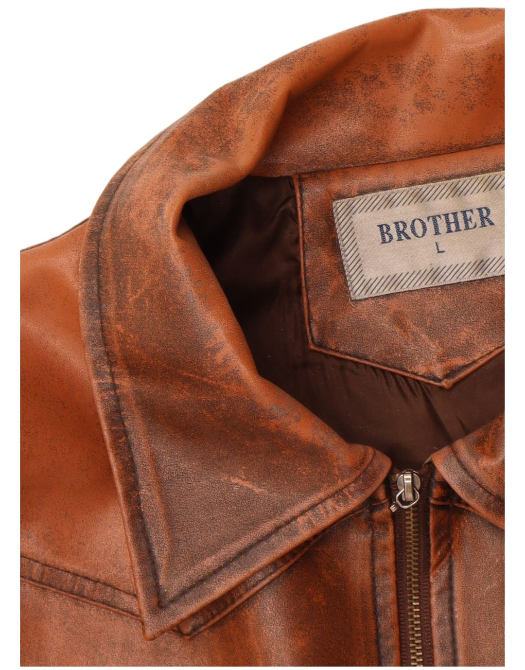 Kurtka skórzana damska VINTAGE UK 14, duża brązowa