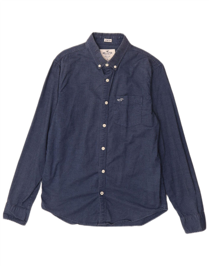Koszula męska Hollister, mała, bawełniana, granatowa