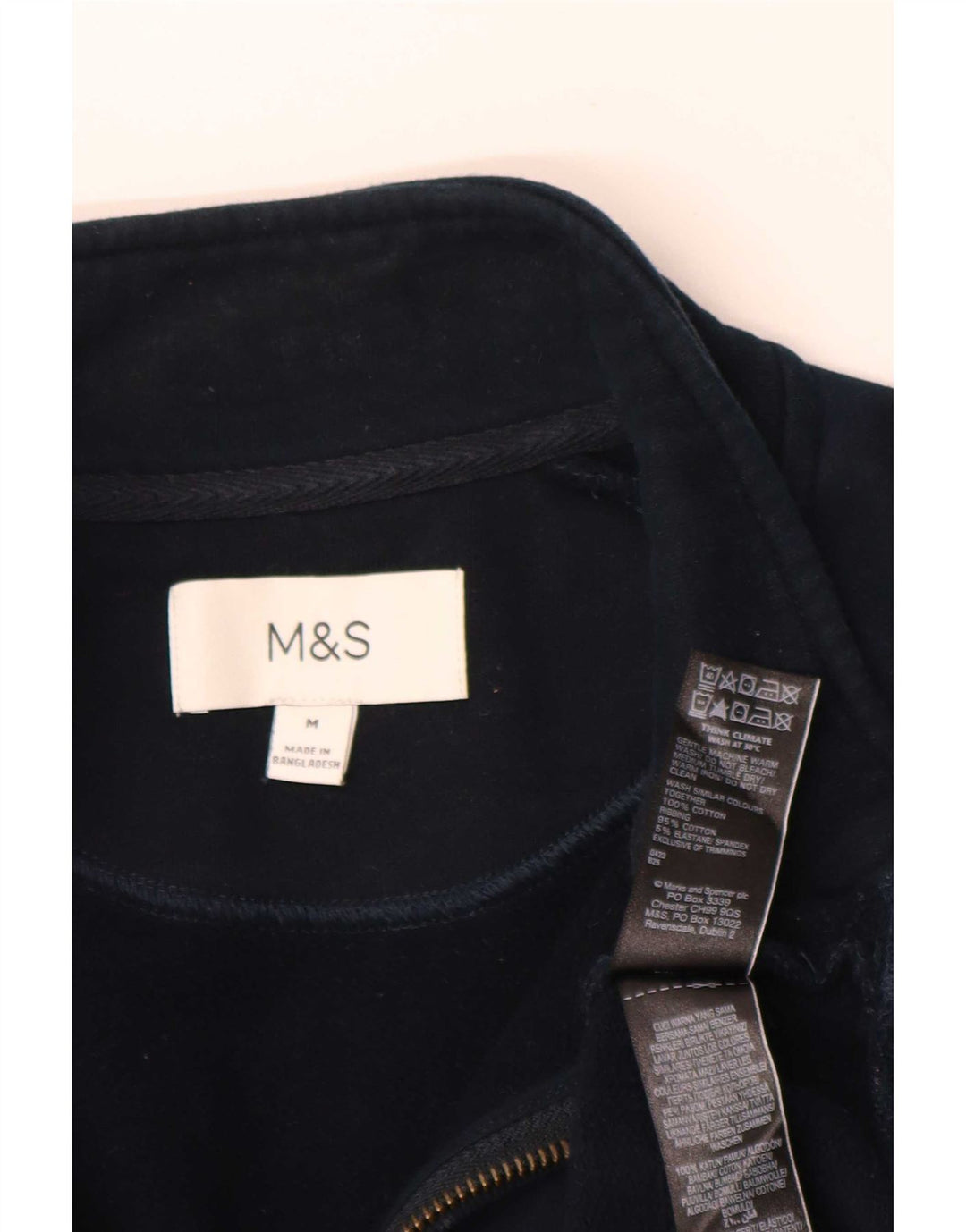 Marks & Spencer Męski sweter z zamkiem 1/4 i regularnym krojem, średni granatowy