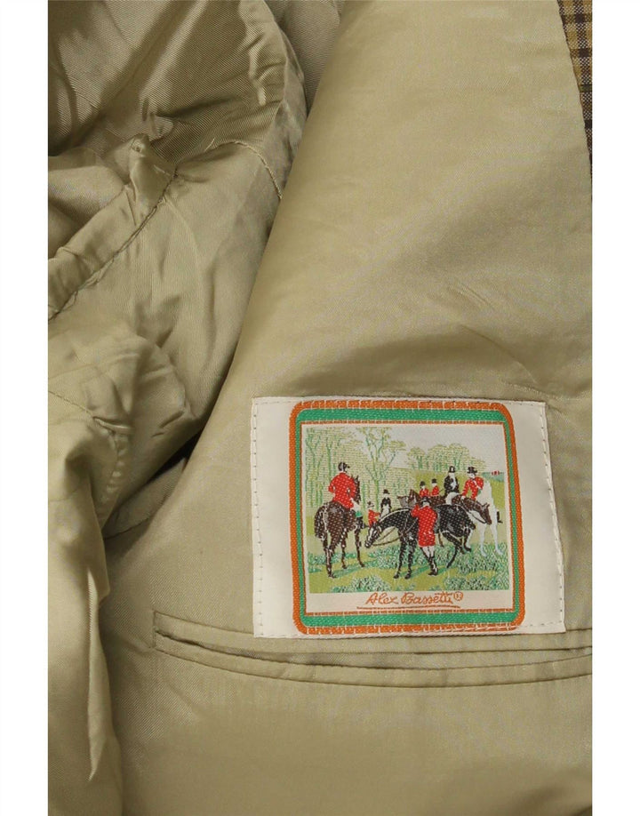 Vintage męska marynarka zapinana na 2 guziki UK 38 Medium Khaki Check