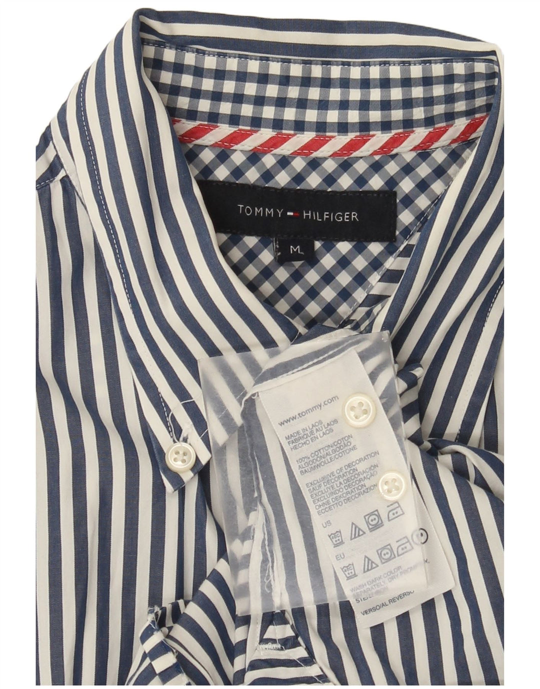 Koszula męska Tommy Hilfiger, bawełniana w średnie niebieskie paski