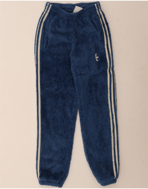Adidas Damskie polarowe spodnie dresowe Joggers UK 4 XS Niebieski poliester