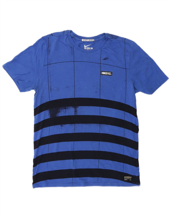 Męski T-shirt NIKE o sportowym kroju, bawełniany w średnie niebieskie paski