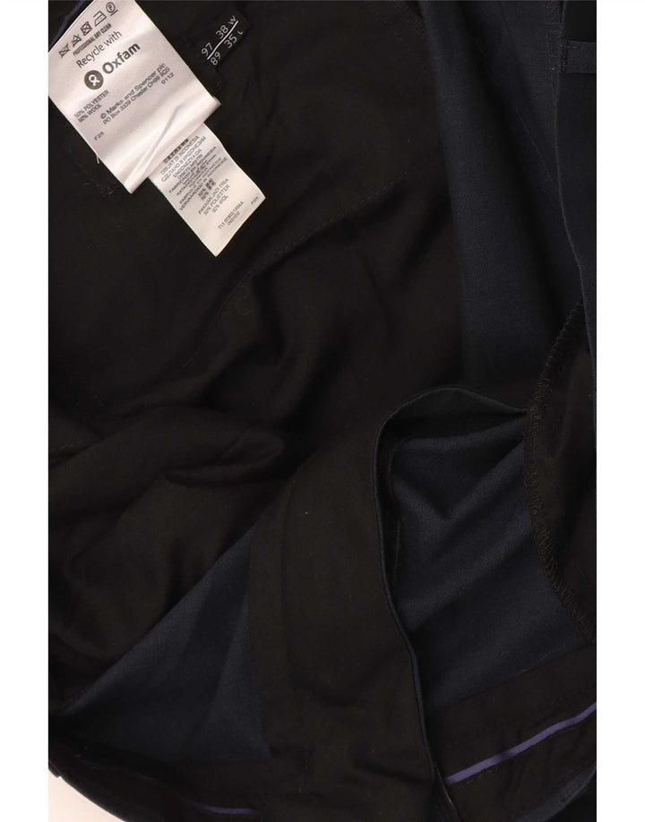 Męskie spodnie garniturowe Marks & Spencer Autograph Straight W38 L35 Granatowe