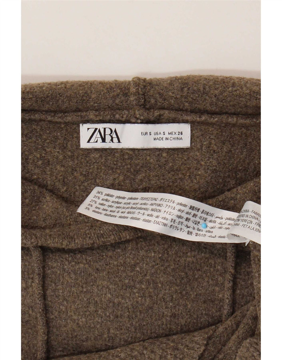 Damski sweter oversize z kapturem Zara UK 10, mały, brązowy poliester