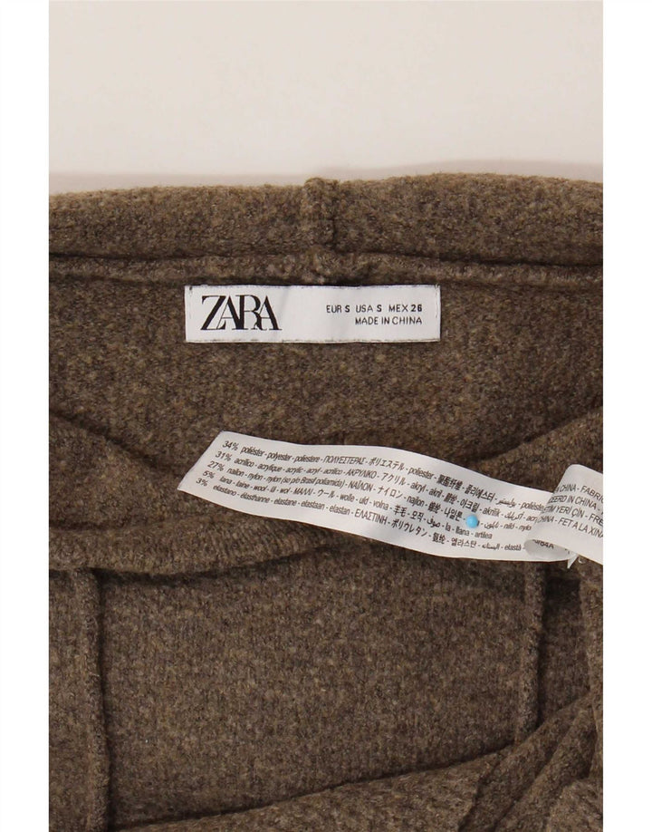 Damski sweter oversize z kapturem Zara UK 10, mały, brązowy poliester